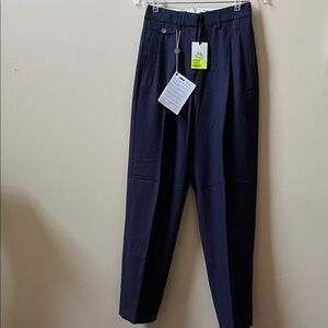 Italian Navy Blue Pleat Front Pants